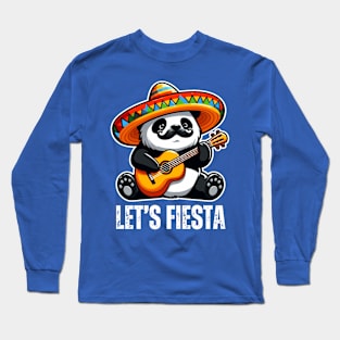 Let's Fiesta Cinco De Mayo Panda Bear Funny Long Sleeve T-Shirt